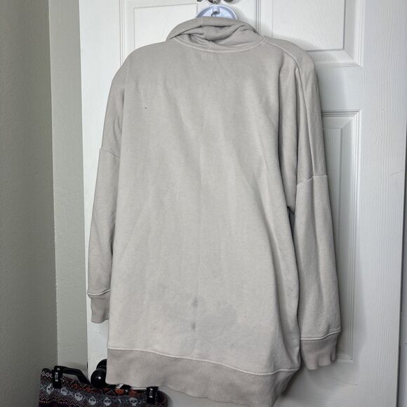Aerie L Oversized Cowl Neck Lightweight Sweatshirt Tunic Taupe Beige - Picture 4 of 6